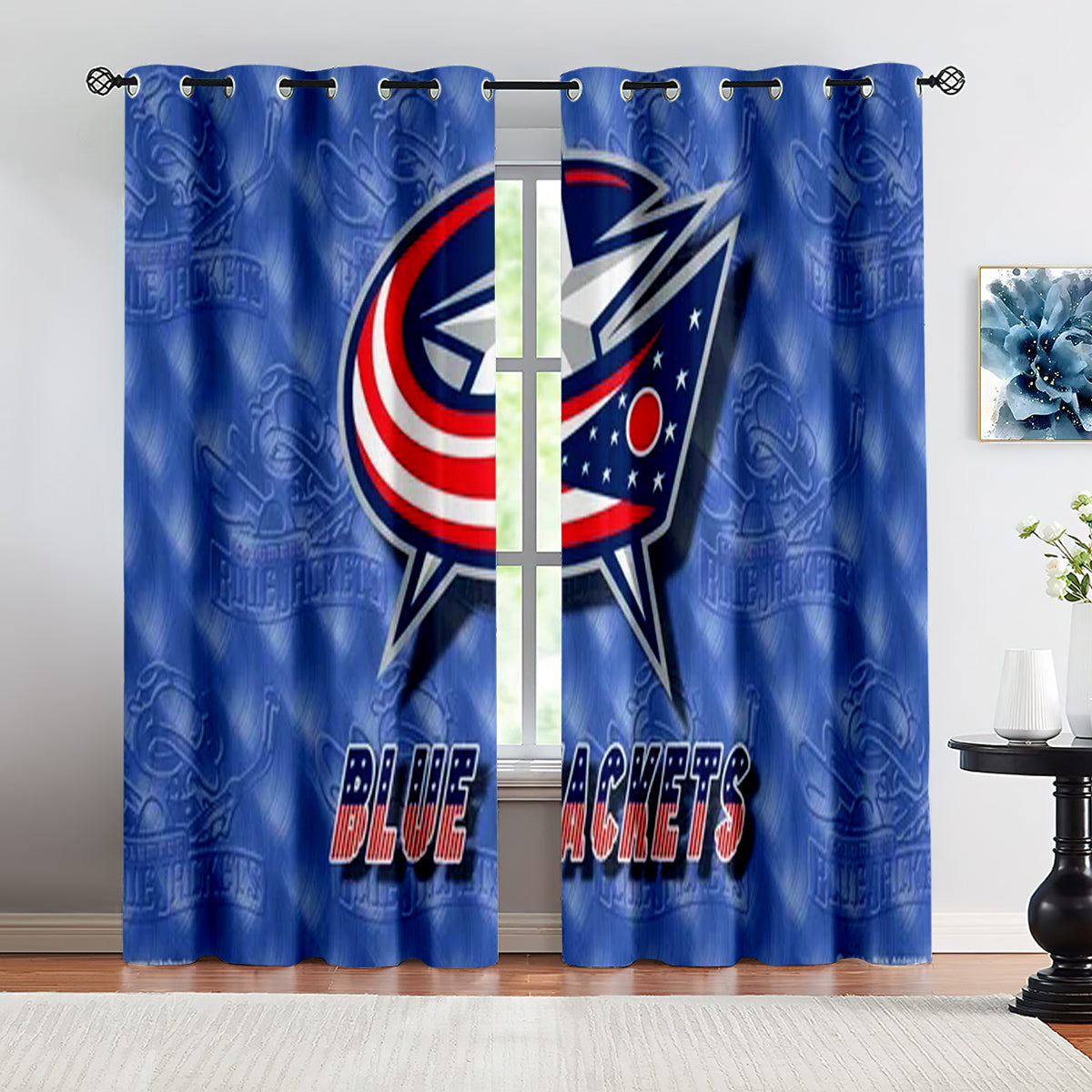 Columbus Blue Jackets Hockey League Blackout Curtains Drapes For Window Treatment Set