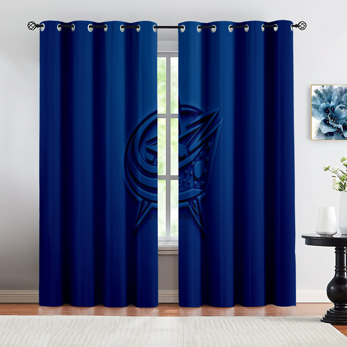 Columbus Blue Jackets Hockey League Blackout Curtains Drapes For Window Treatment Set