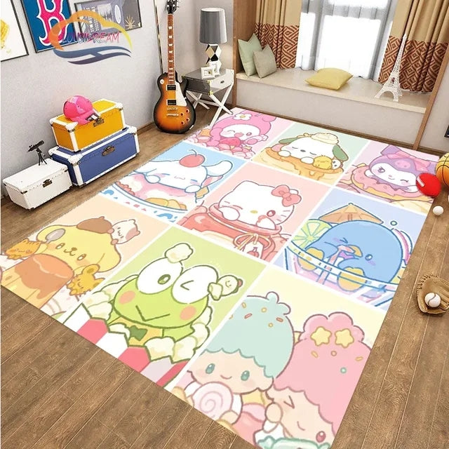 Cute Kuromi Sanrio Carpet Living Room Bedroom Sofa Rug Door Mat Kitchen Bathroom