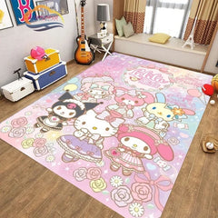 Cute Kuromi Sanrio Carpet Living Room Bedroom Sofa Rug Door Mat Kitchen Bathroom