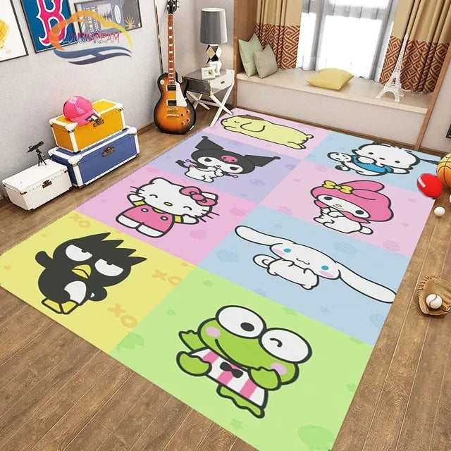 Cute Kuromi Sanrio Carpet Living Room Bedroom Sofa Rug Door Mat Kitchen Bathroom