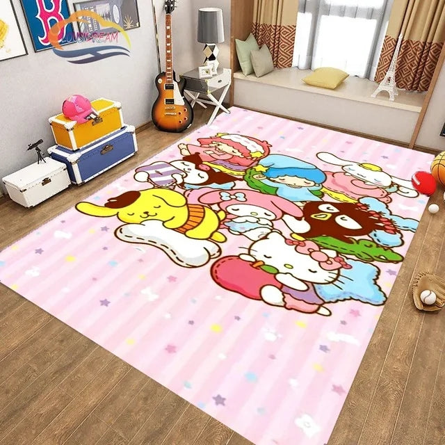 Cute Kuromi Sanrio Carpet Living Room Bedroom Sofa Rug Door Mat Kitchen Bathroom