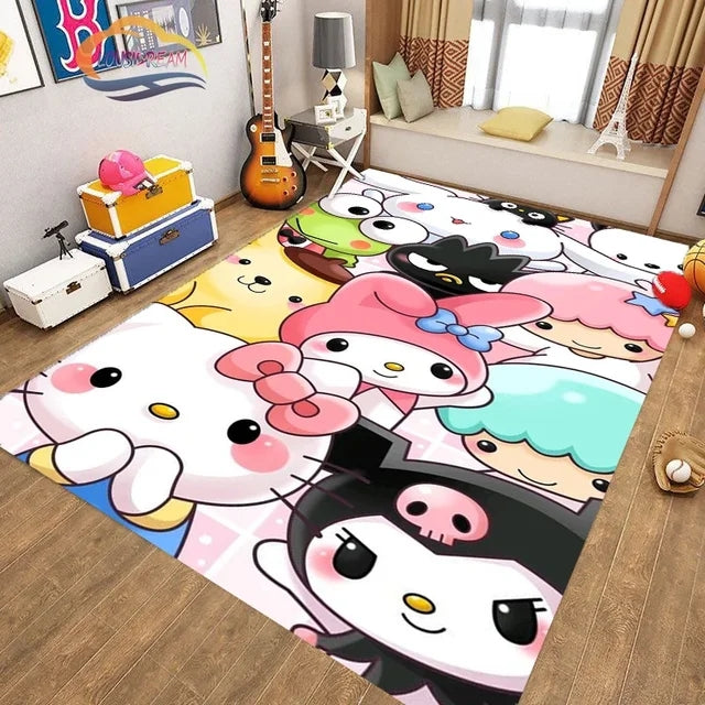 Cute Kuromi Sanrio Carpet Living Room Bedroom Sofa Rug Door Mat Kitchen Bathroom