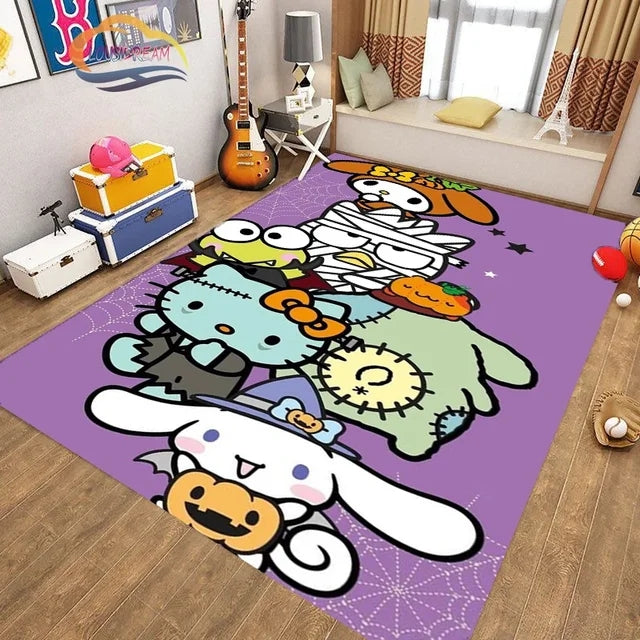 Cute Kuromi Sanrio Carpet Living Room Bedroom Sofa Rug Door Mat Kitchen Bathroom