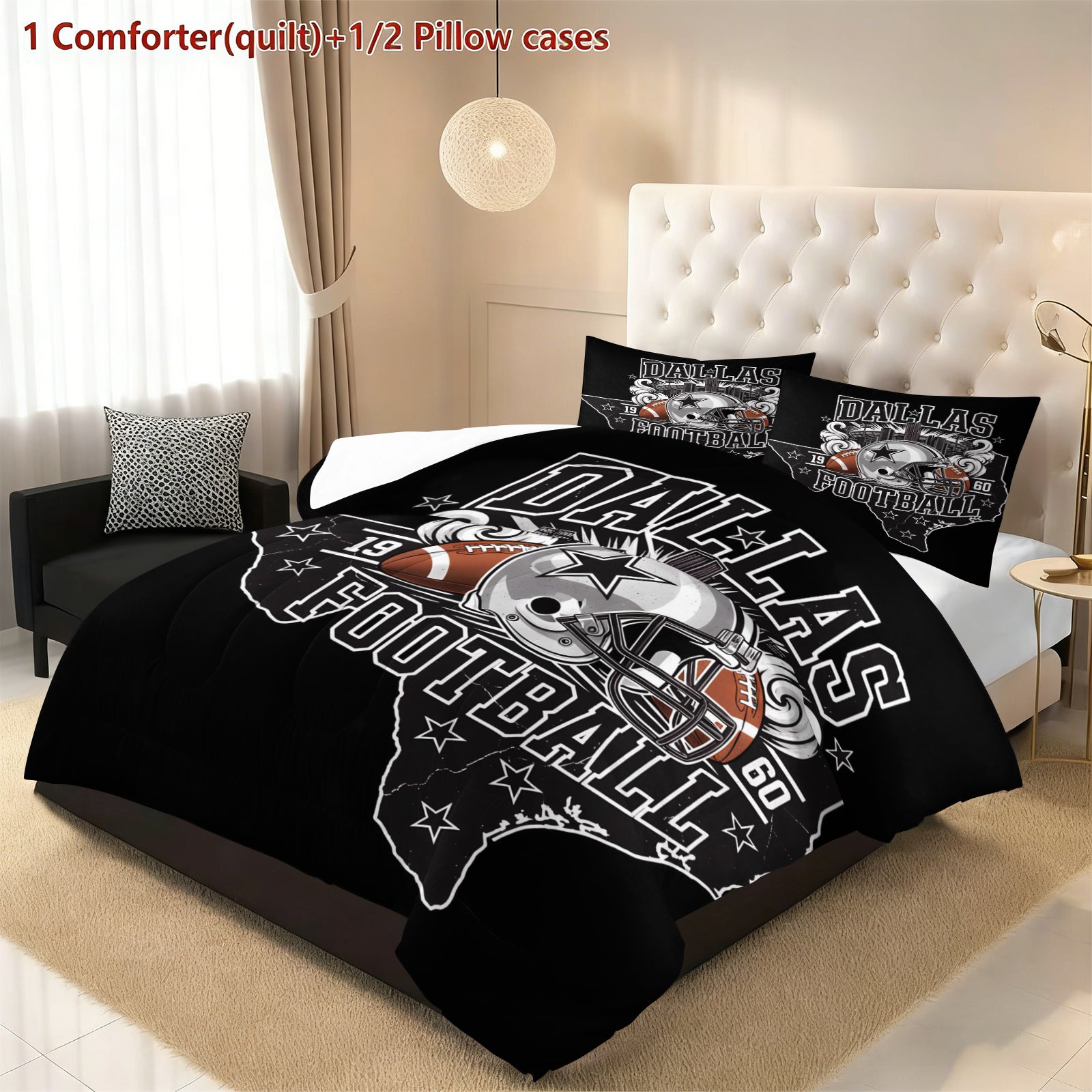Dallas Cowboy Comforter Pillowcase Sets Blanket All Season Reversible Quilted Duvet