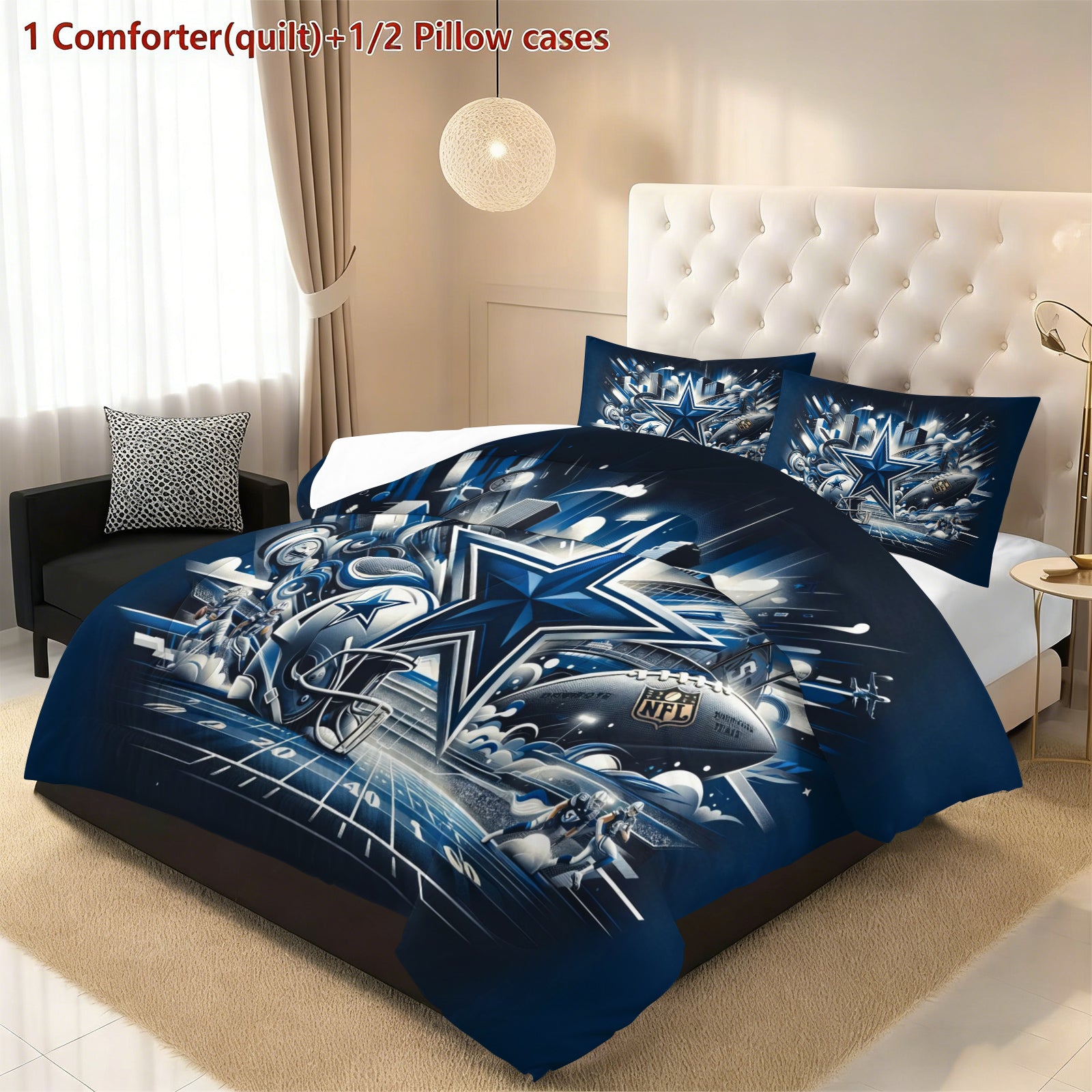Dallas Cowboy Comforter Pillowcase Sets Blanket All Season Reversible Quilted Duvet
