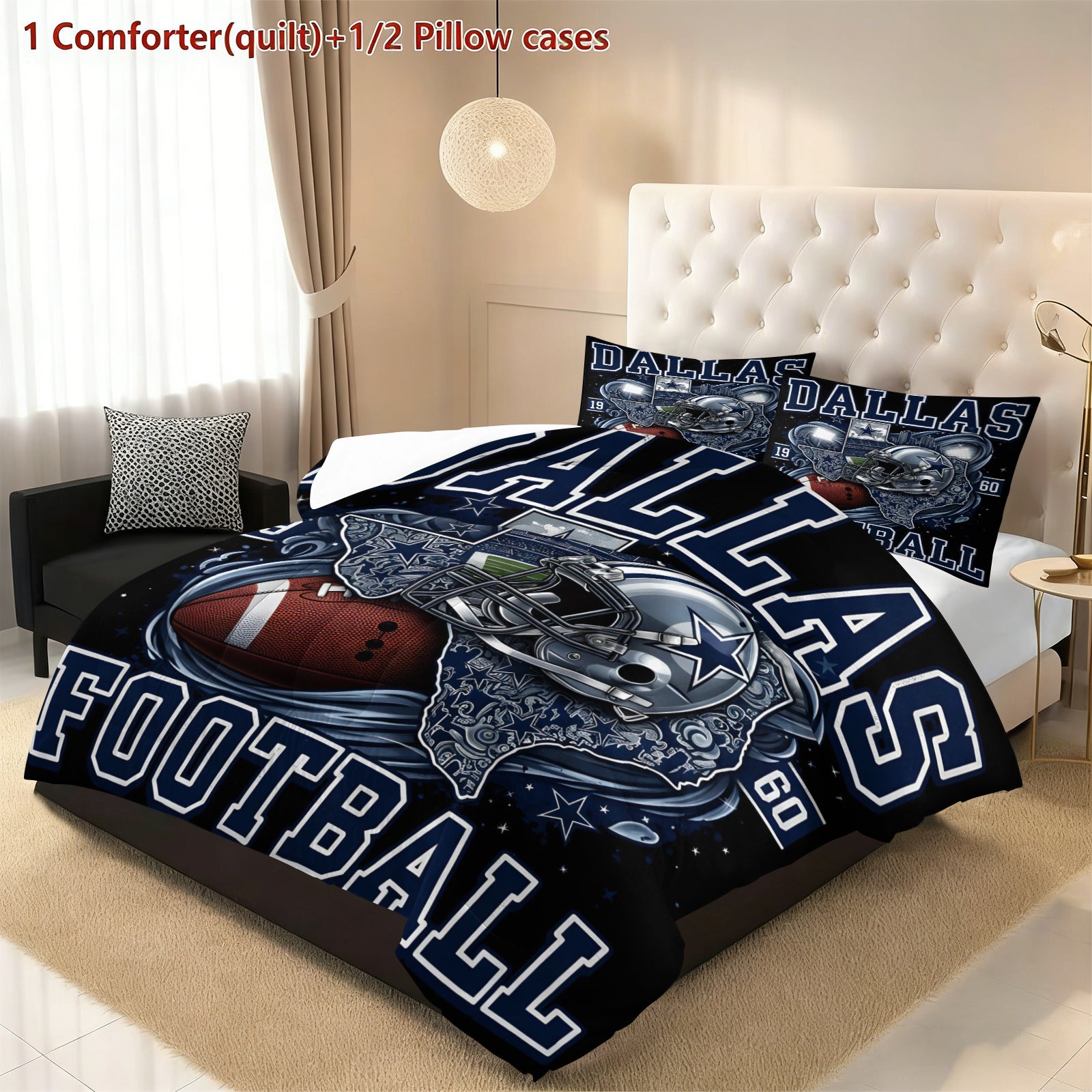 Dallas Cowboy Comforter Pillowcase Sets Blanket All Season Reversible Quilted Duvet