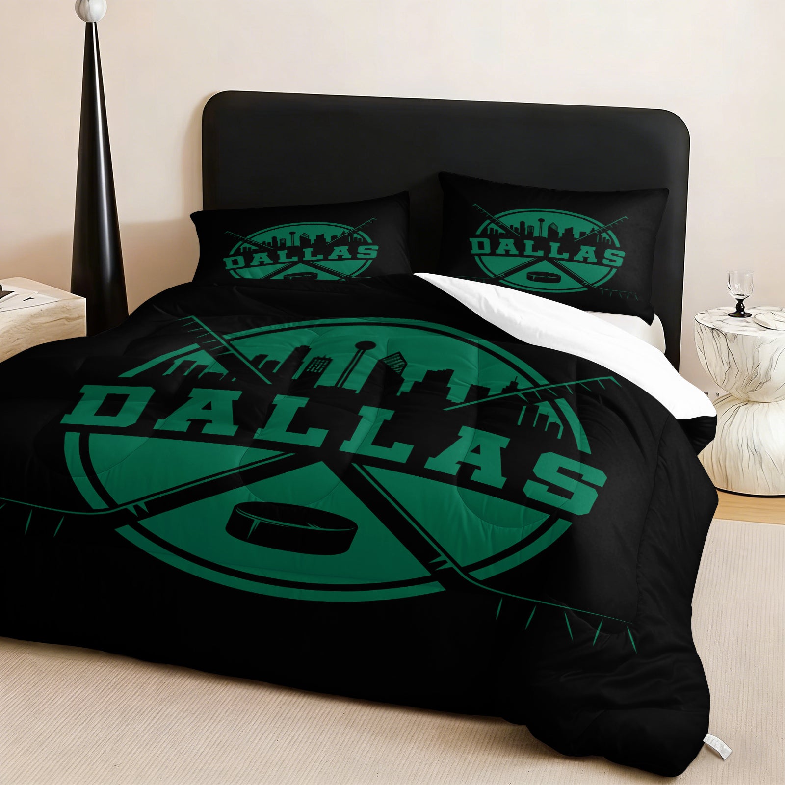 Dallas Stars Hockey League Comforter Pillowcase Sets Blanket All Season Reversible Quilted Duvet