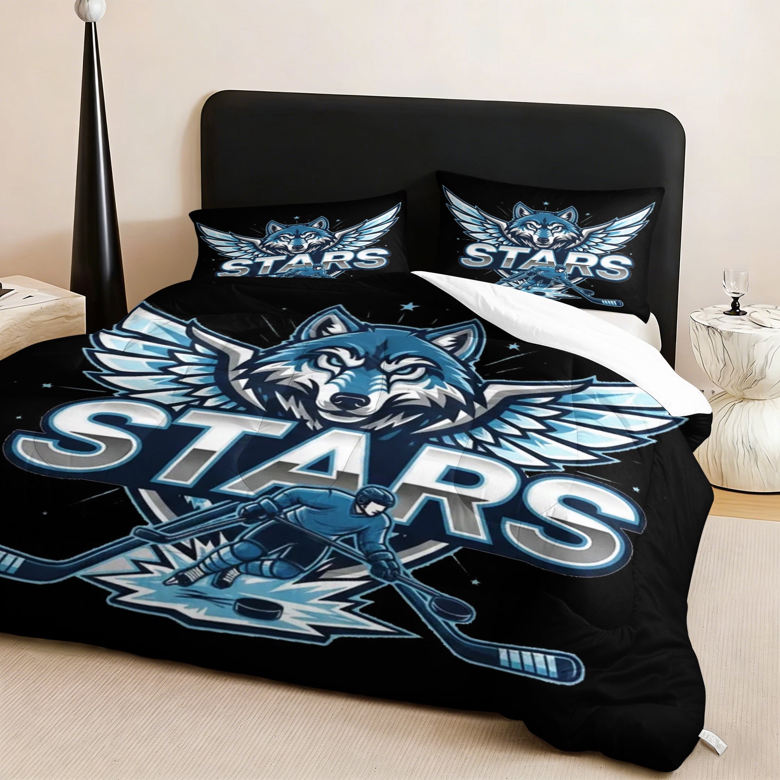 Dallas Stars Hockey League Comforter Pillowcase Sets Blanket All Season Reversible Quilted Duvet