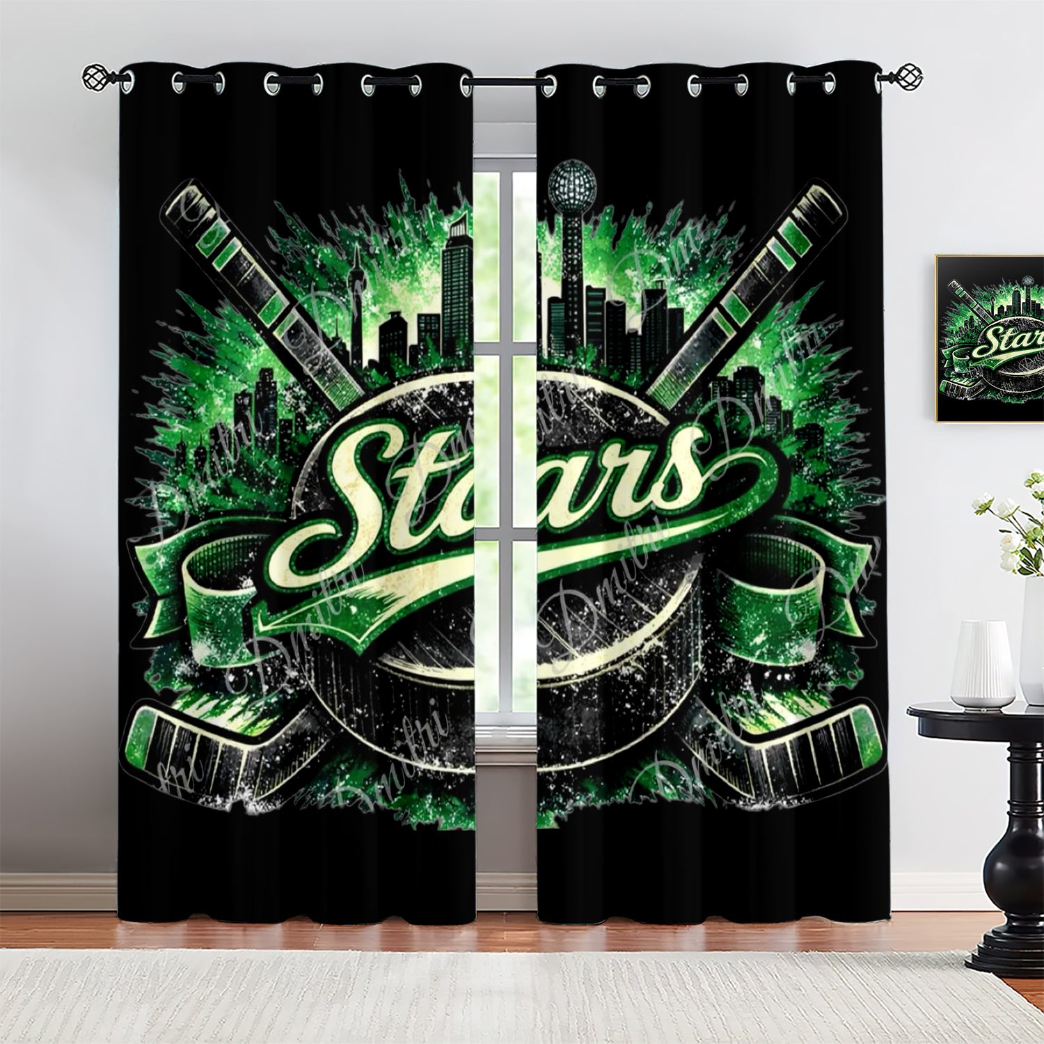 Dallas Stars Blackout Curtains Drapes For Window Treatment Set
