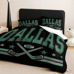 Dallas Stars Hockey League Comforter Pillowcase Sets Blanket All Season Reversible Quilted Duvet
