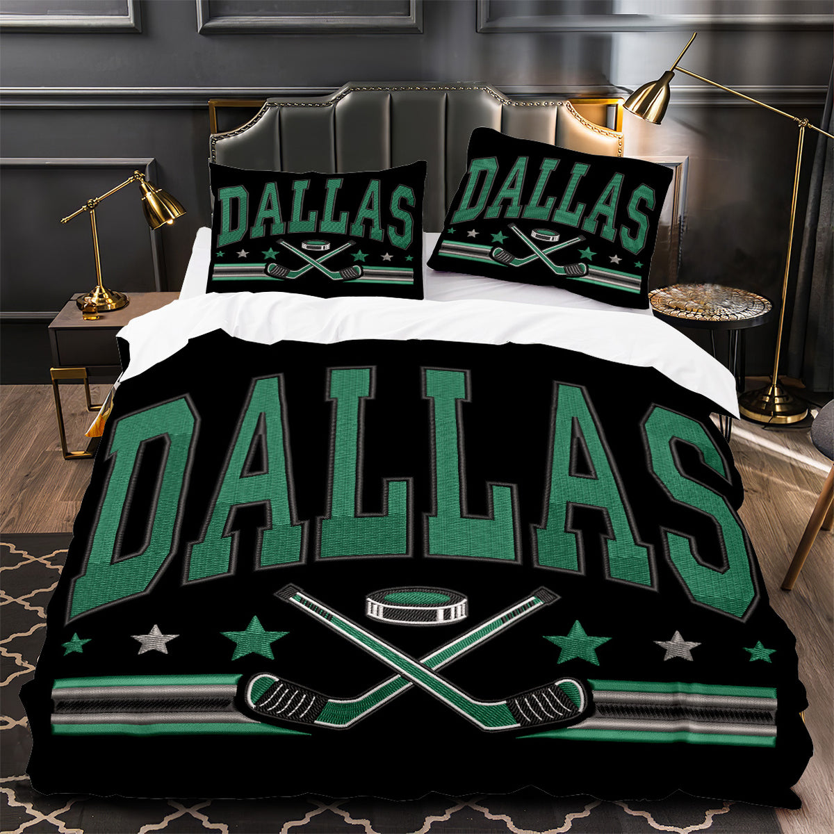 Dallas Stars Hockey Duvet Cover Quilt Case Pillowcase Bedding Set Without Filler