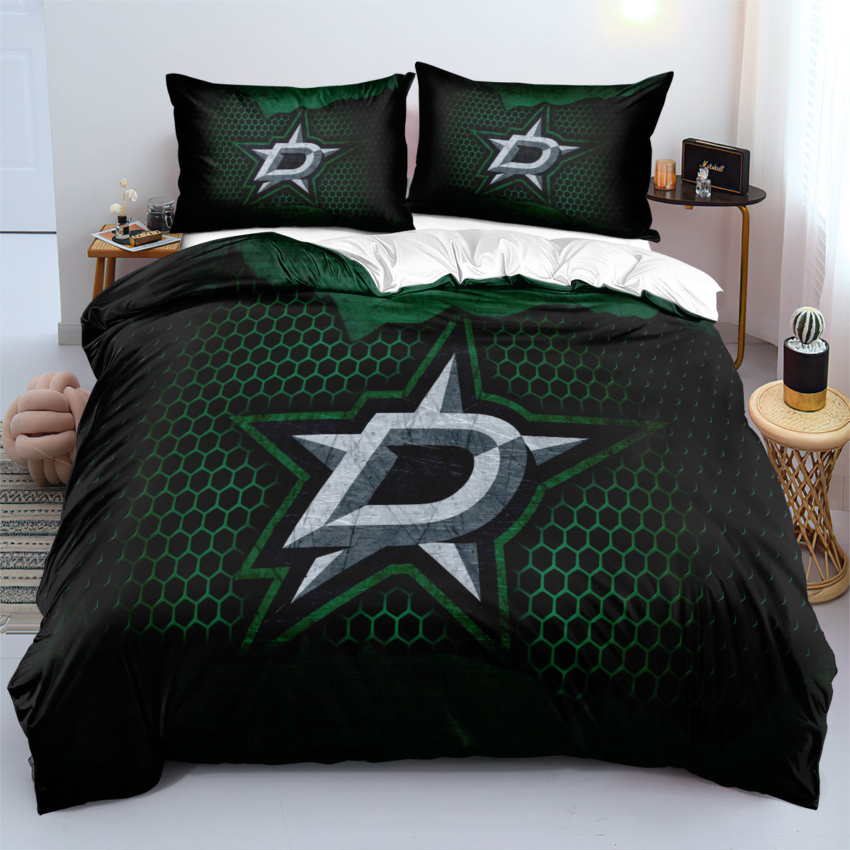 Dallas Stars Hockey League Duvet Cover Quilt Case Pillowcases