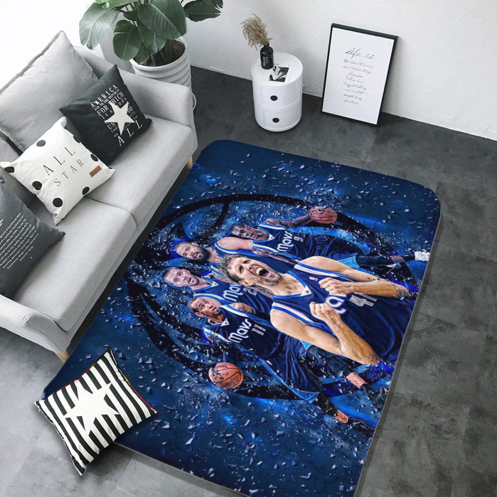 Dallas Basketball Mavericks Carpet Living Room Bedroom Mats Kitchen Bathroom Rugs