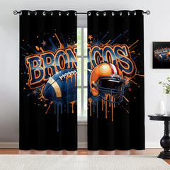 Denver Broncos Blackout Curtains Drapes For Window Treatment Set