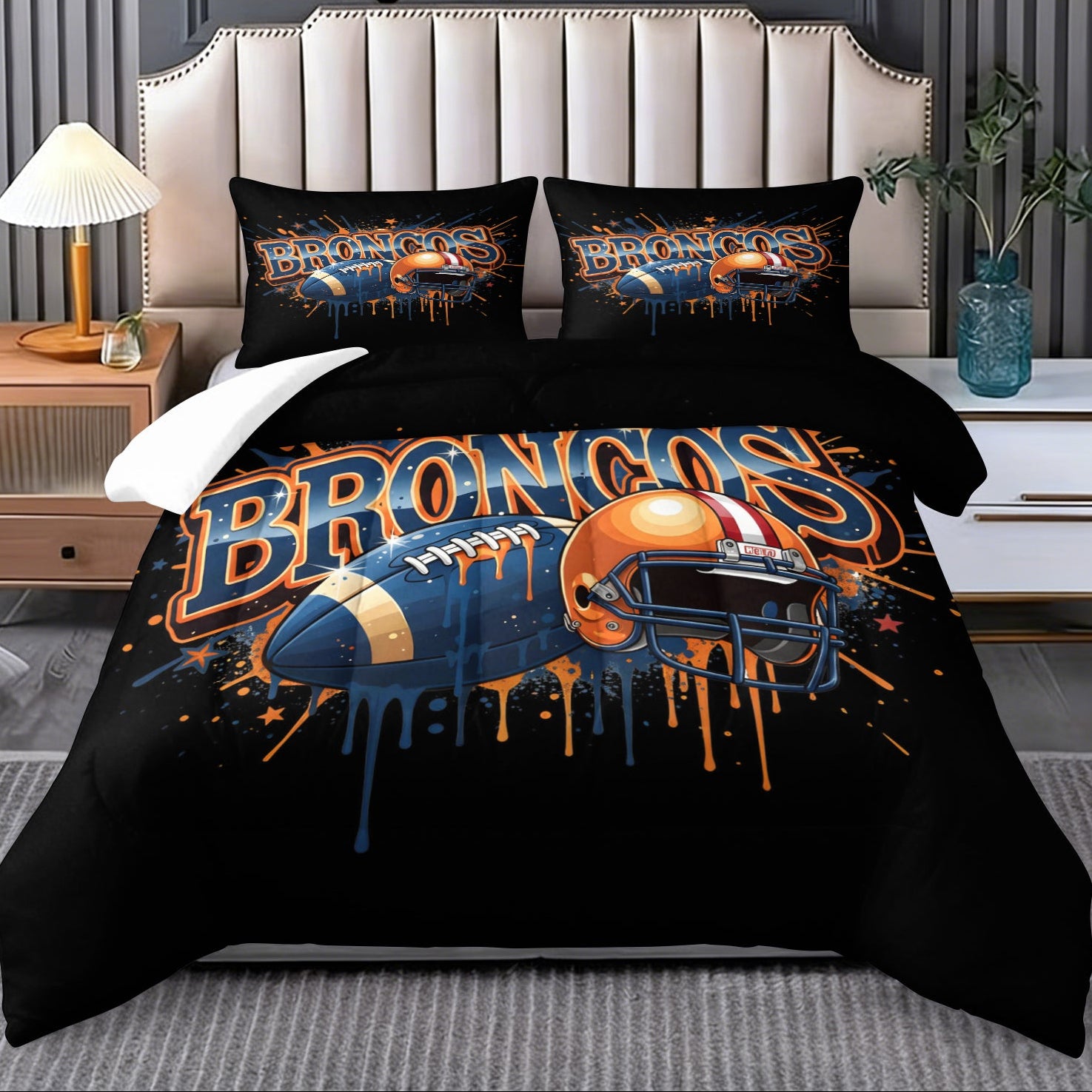 Denver Broncos Comforter Pillowcase Sets Blanket All Season Reversible Quilted Duvet