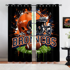 Denver Broncos Blackout Curtains Drapes For Window Treatment Set