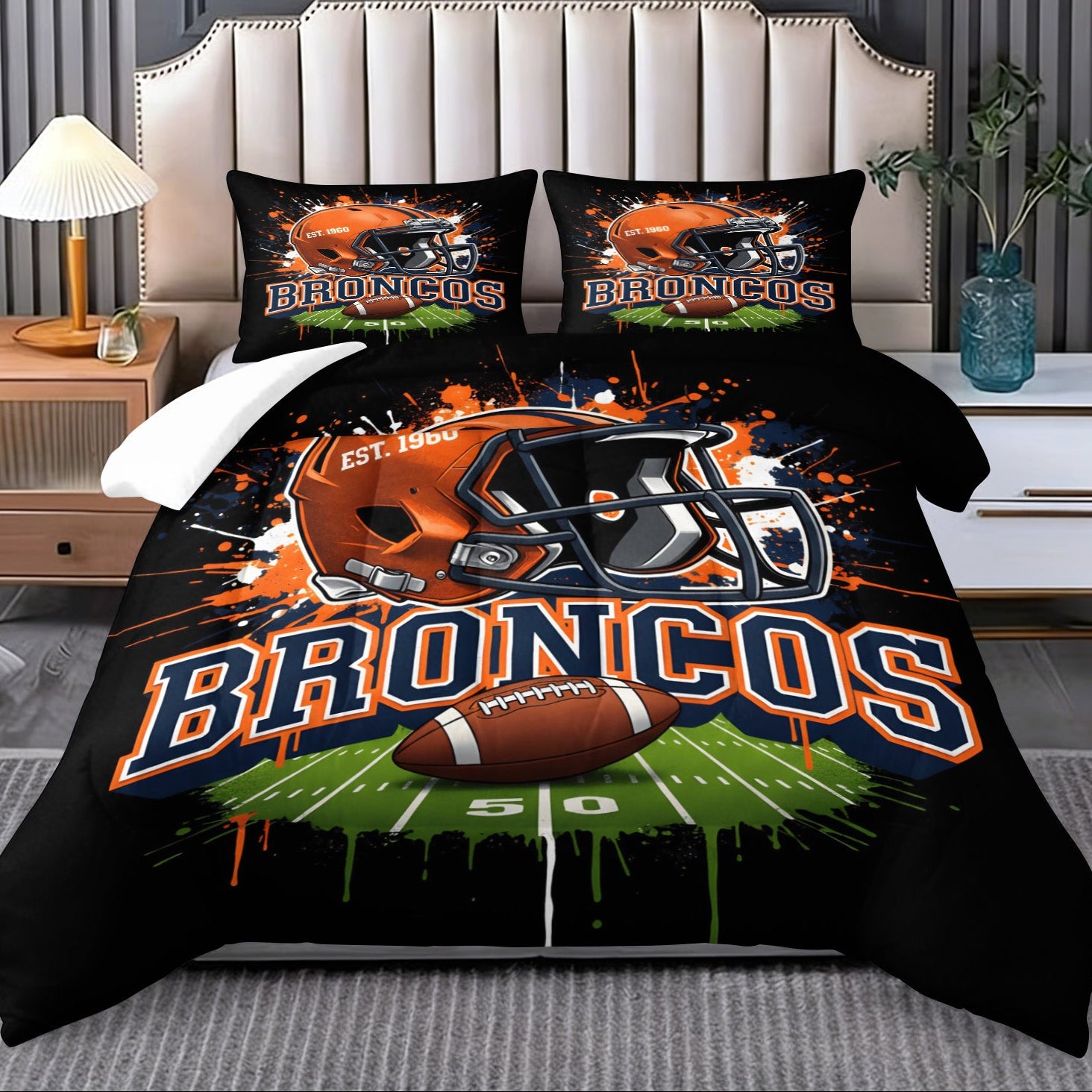Denver Broncos Comforter Pillowcase Sets Blanket All Season Reversible Quilted Duvet