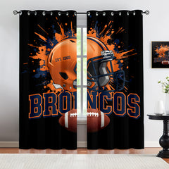 Denver Broncos Blackout Curtains Drapes For Window Treatment Set