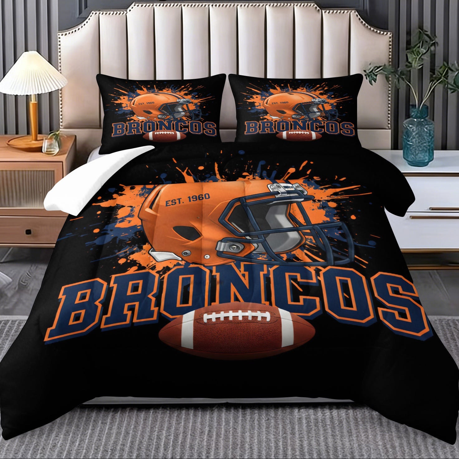 Denver Broncos Comforter Pillowcase Sets Blanket All Season Reversible Quilted Duvet