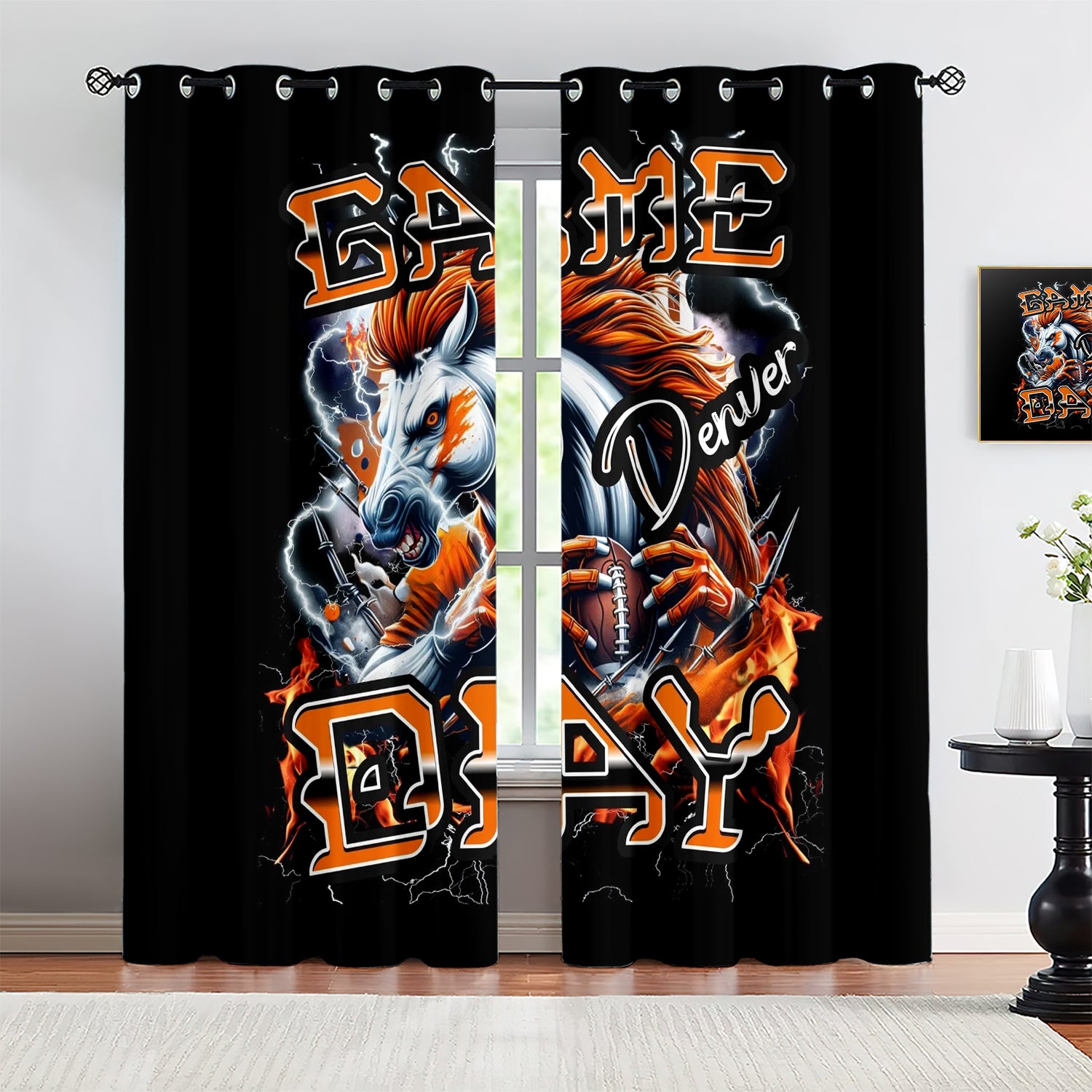 Denver Broncos Blackout Curtains Drapes For Window Treatment Set