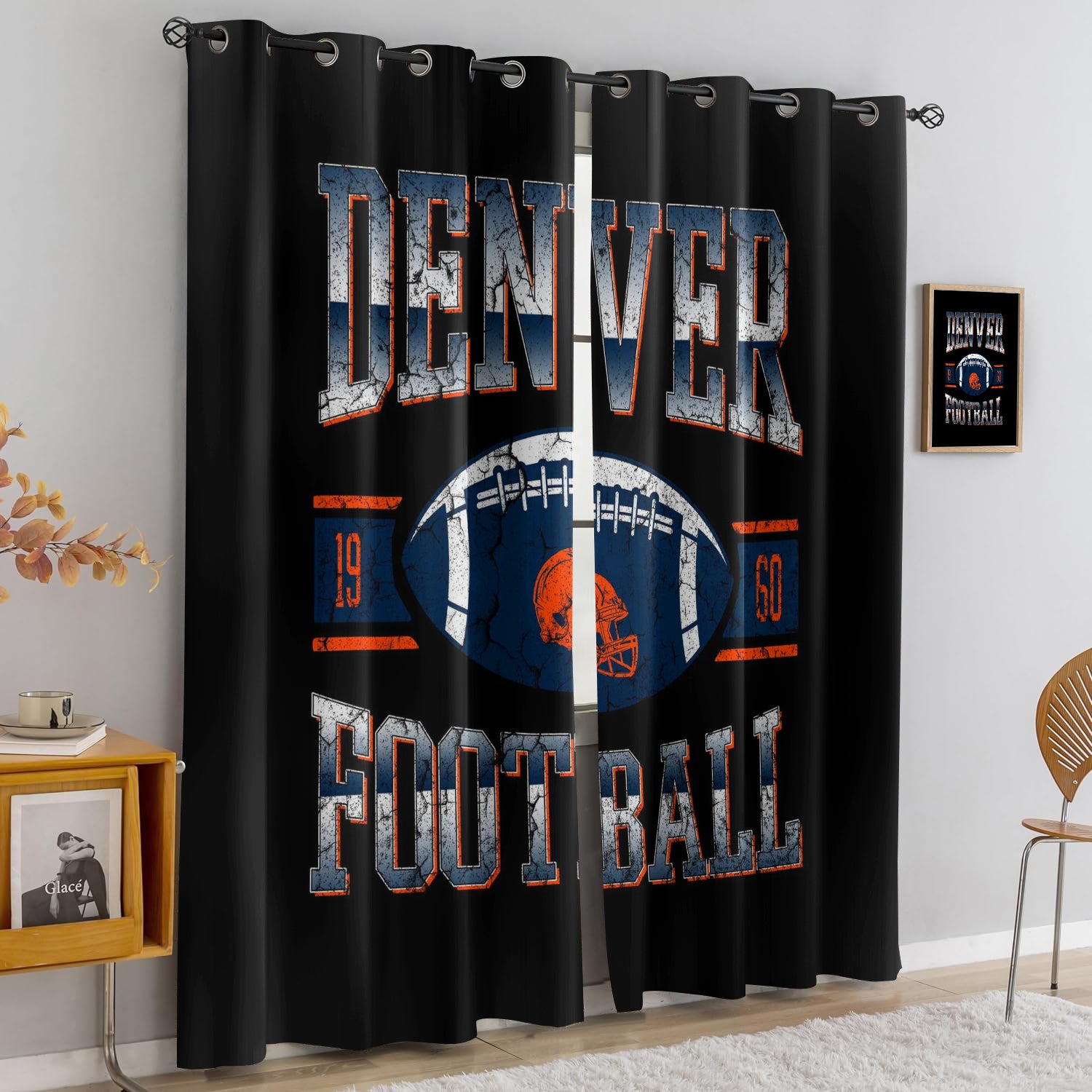 Denver Broncos Blackout Curtains Drapes For Window Treatment Set