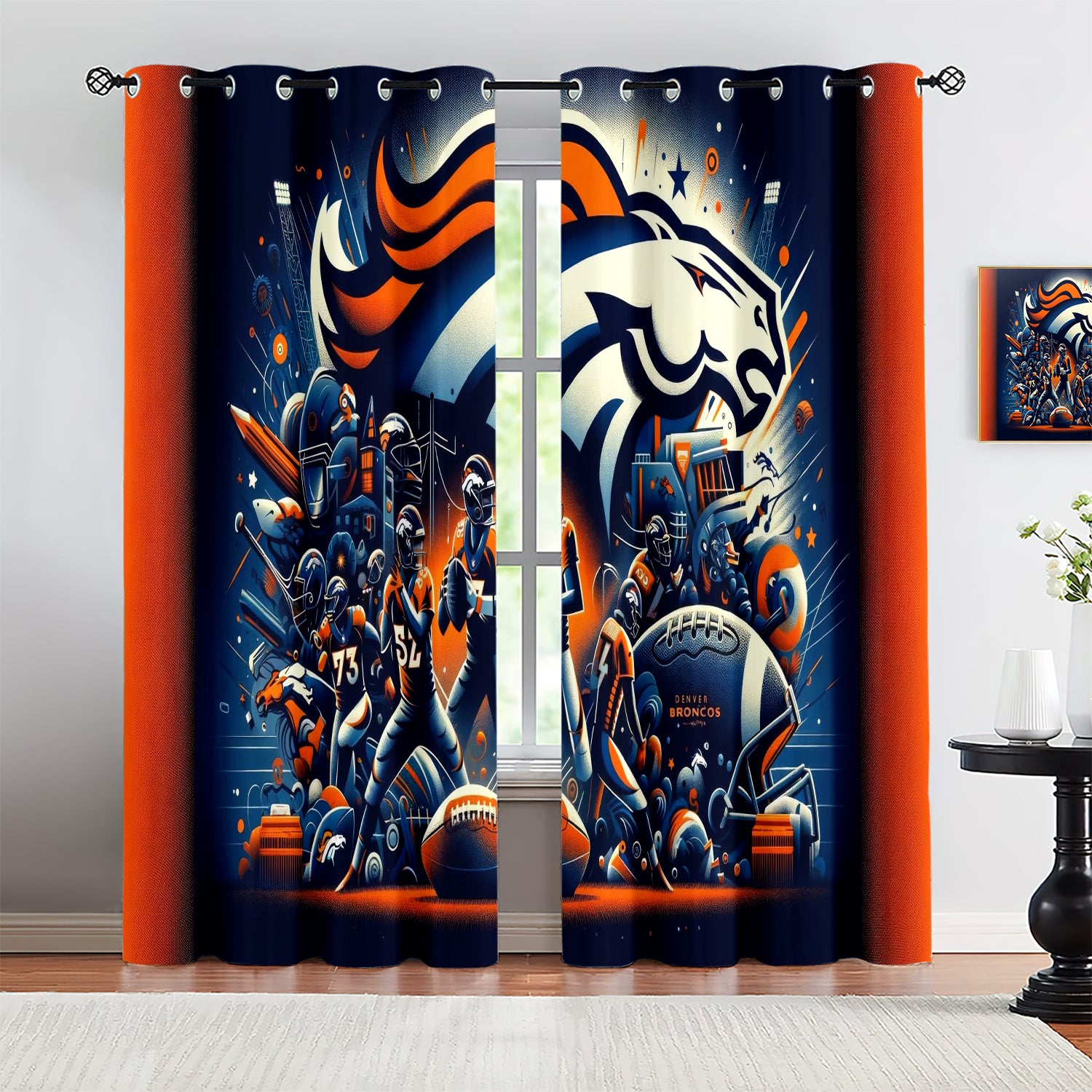 Denver Broncos Blackout Curtains Drapes For Window Treatment Set