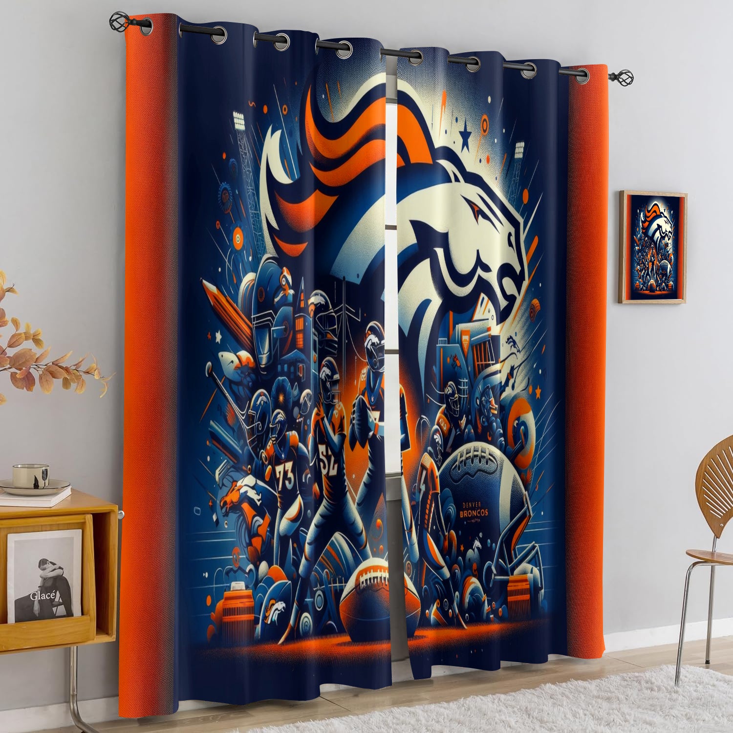 Denver Broncos Blackout Curtains Drapes For Window Treatment Set