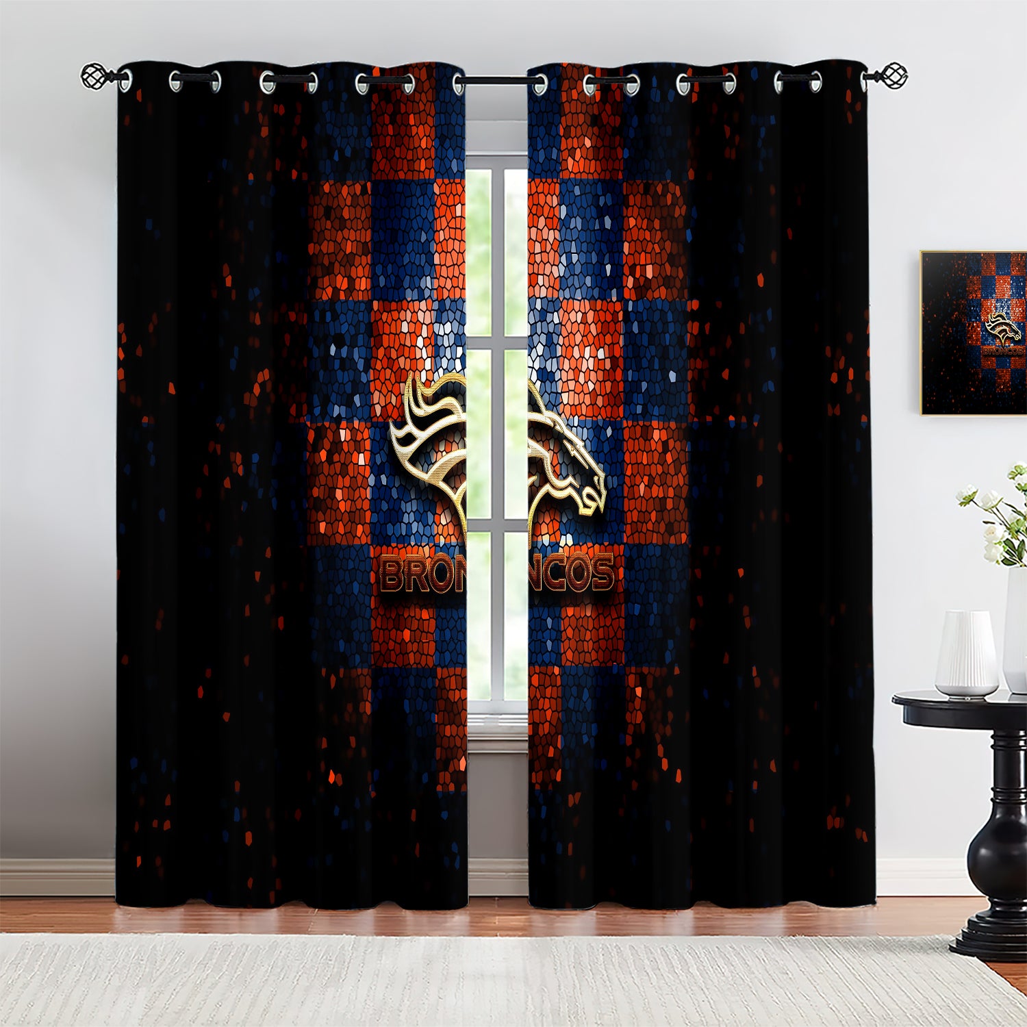 Denver Broncos Blackout Curtains Drapes For Window Treatment Set