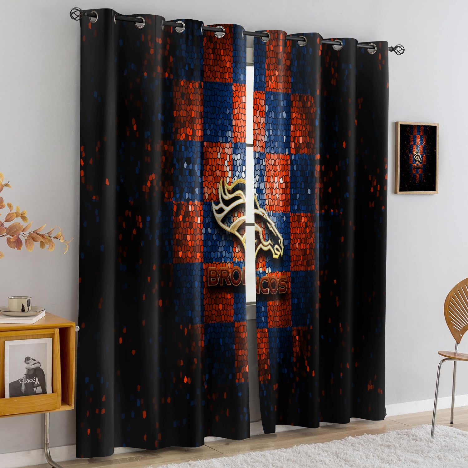 Denver Broncos Blackout Curtains Drapes For Window Treatment Set