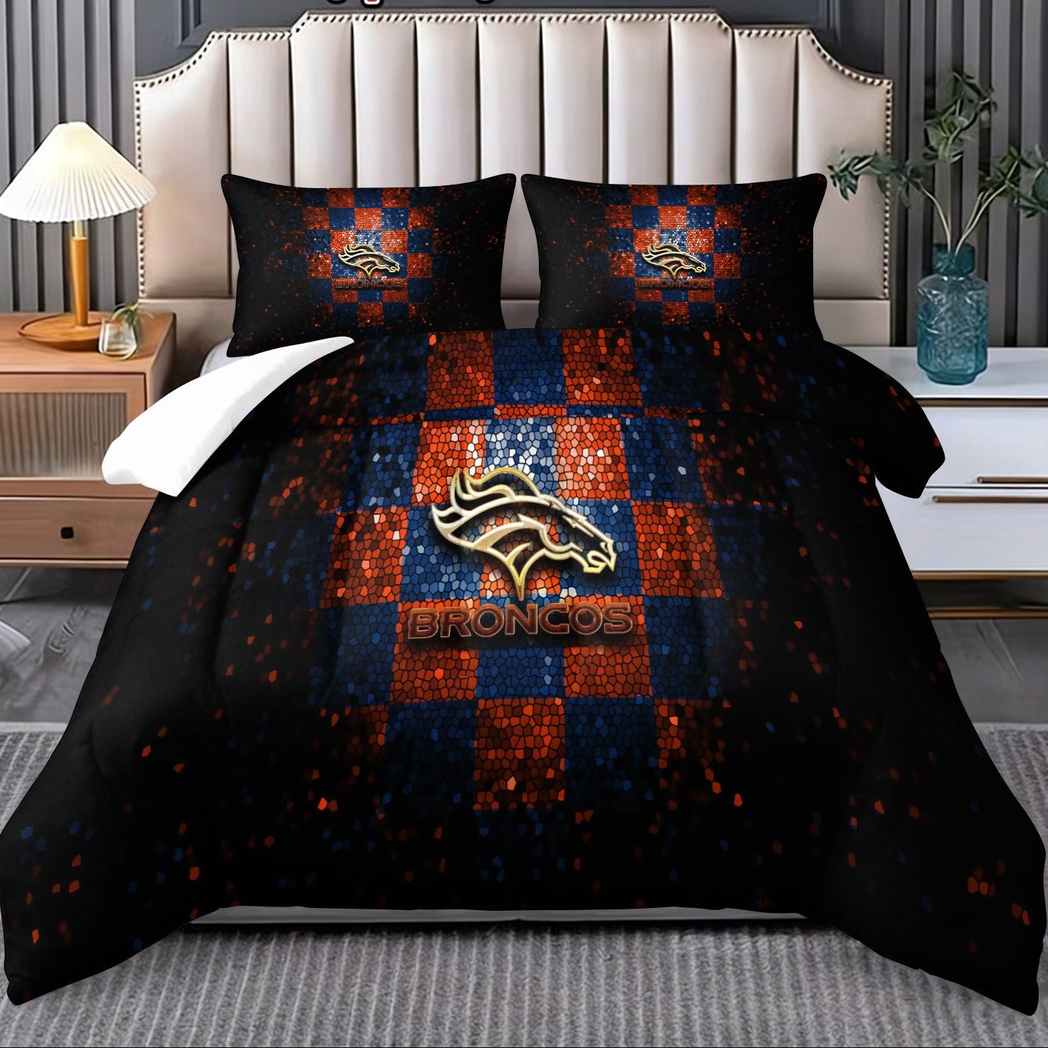Denver Broncos Comforter Pillowcase Sets Blanket All Season Reversible Quilted Duvet