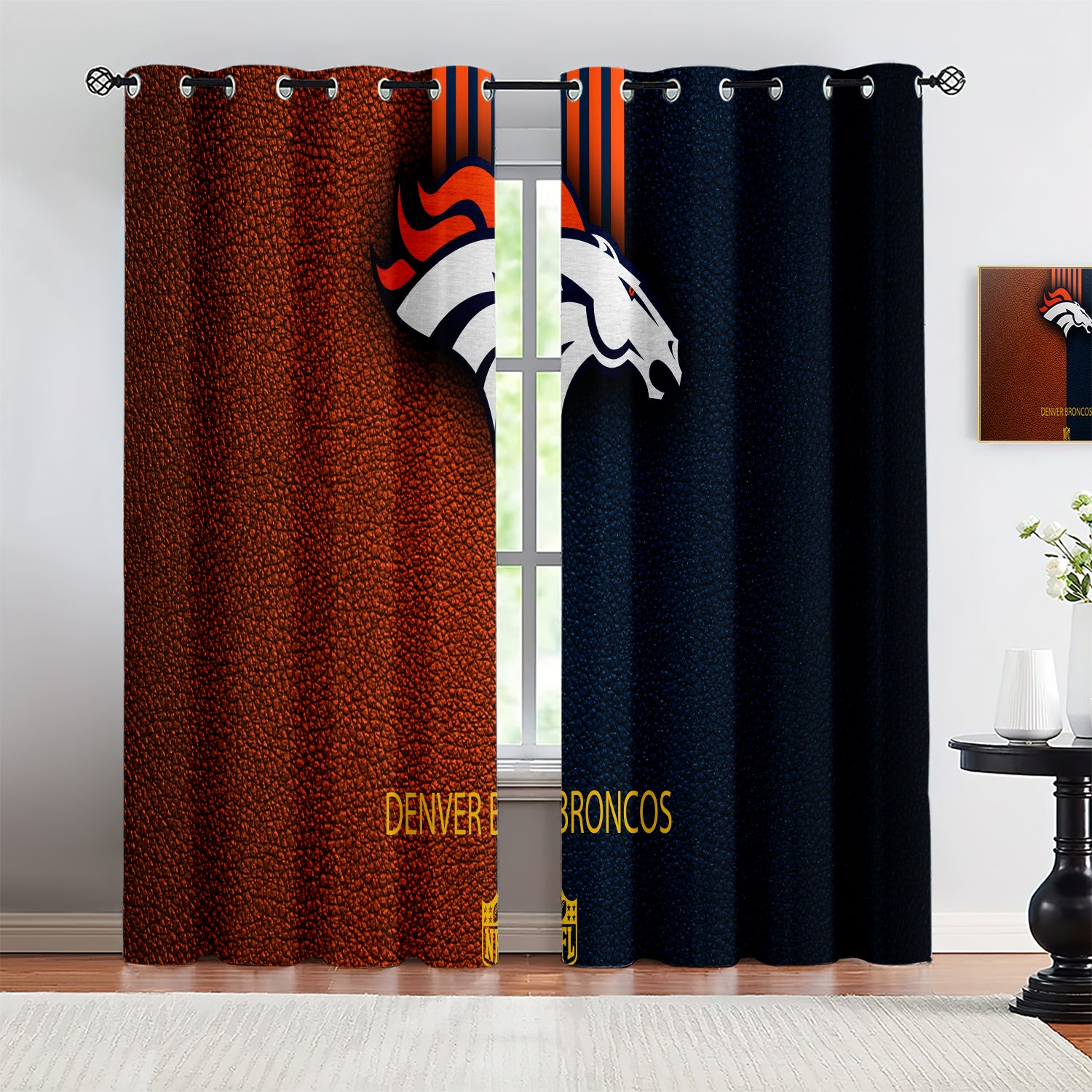 Denver Broncos Blackout Curtains Drapes For Window Treatment Set