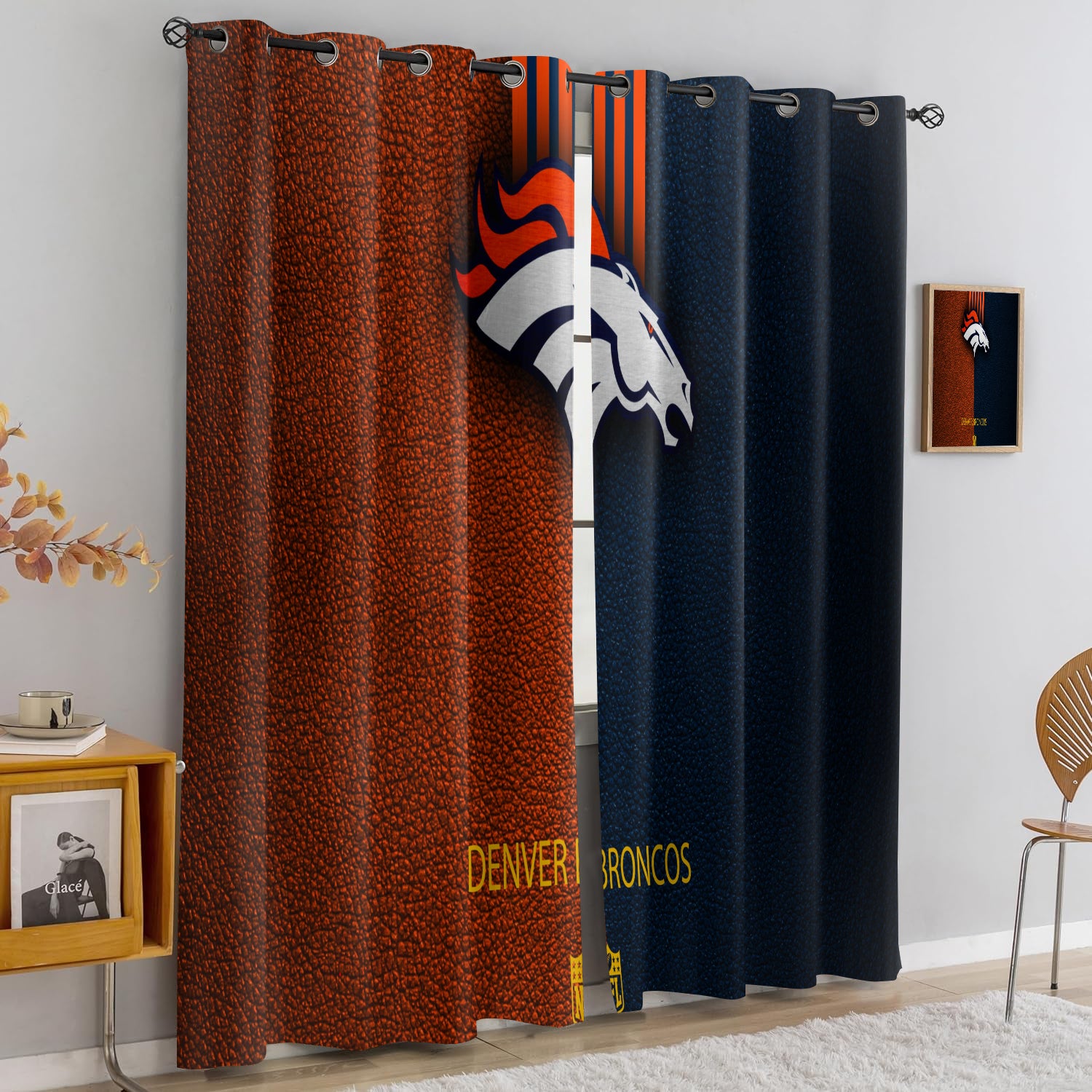 Denver Broncos Blackout Curtains Drapes For Window Treatment Set