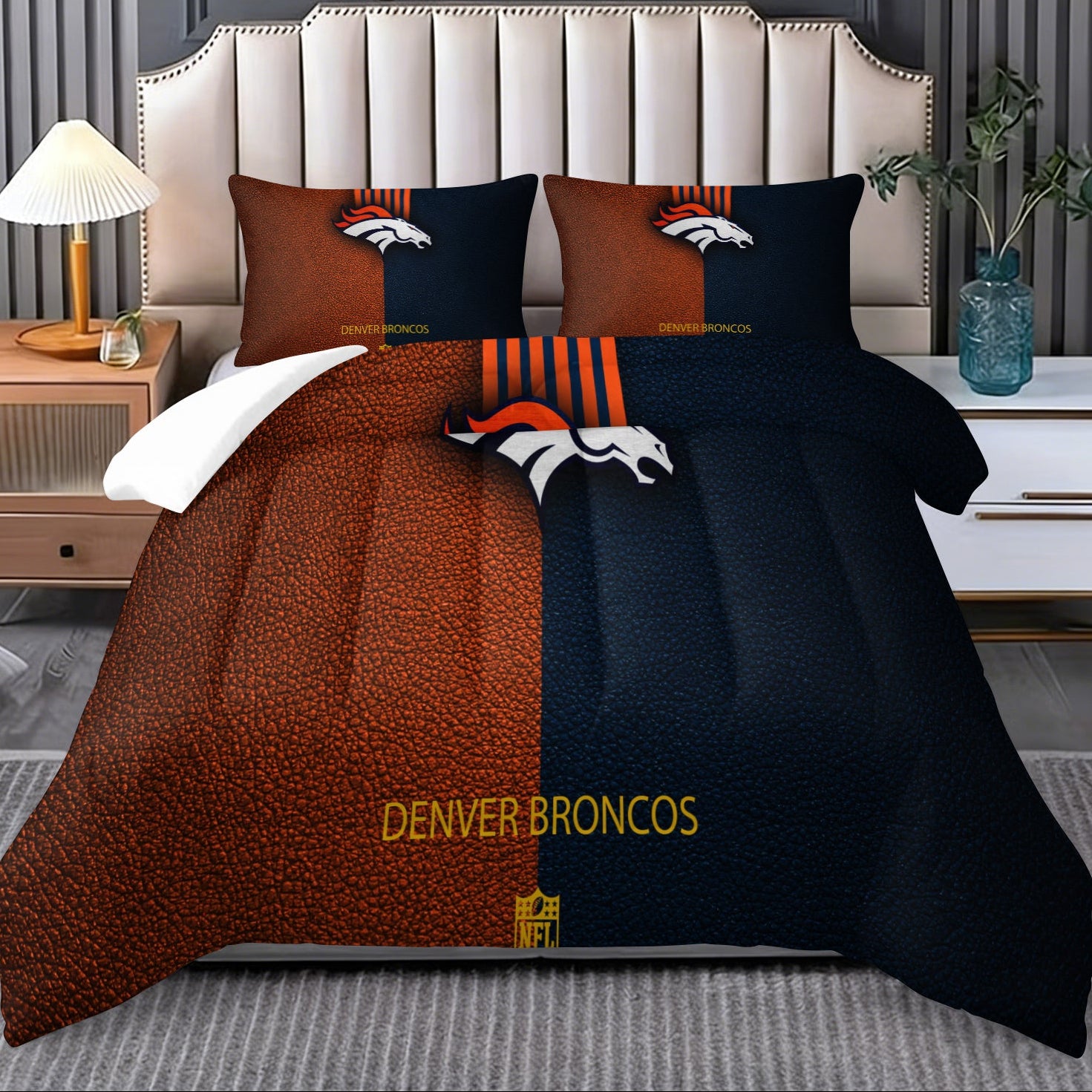 Denver Broncos Comforter Pillowcase Sets Blanket All Season Reversible Quilted Duvet