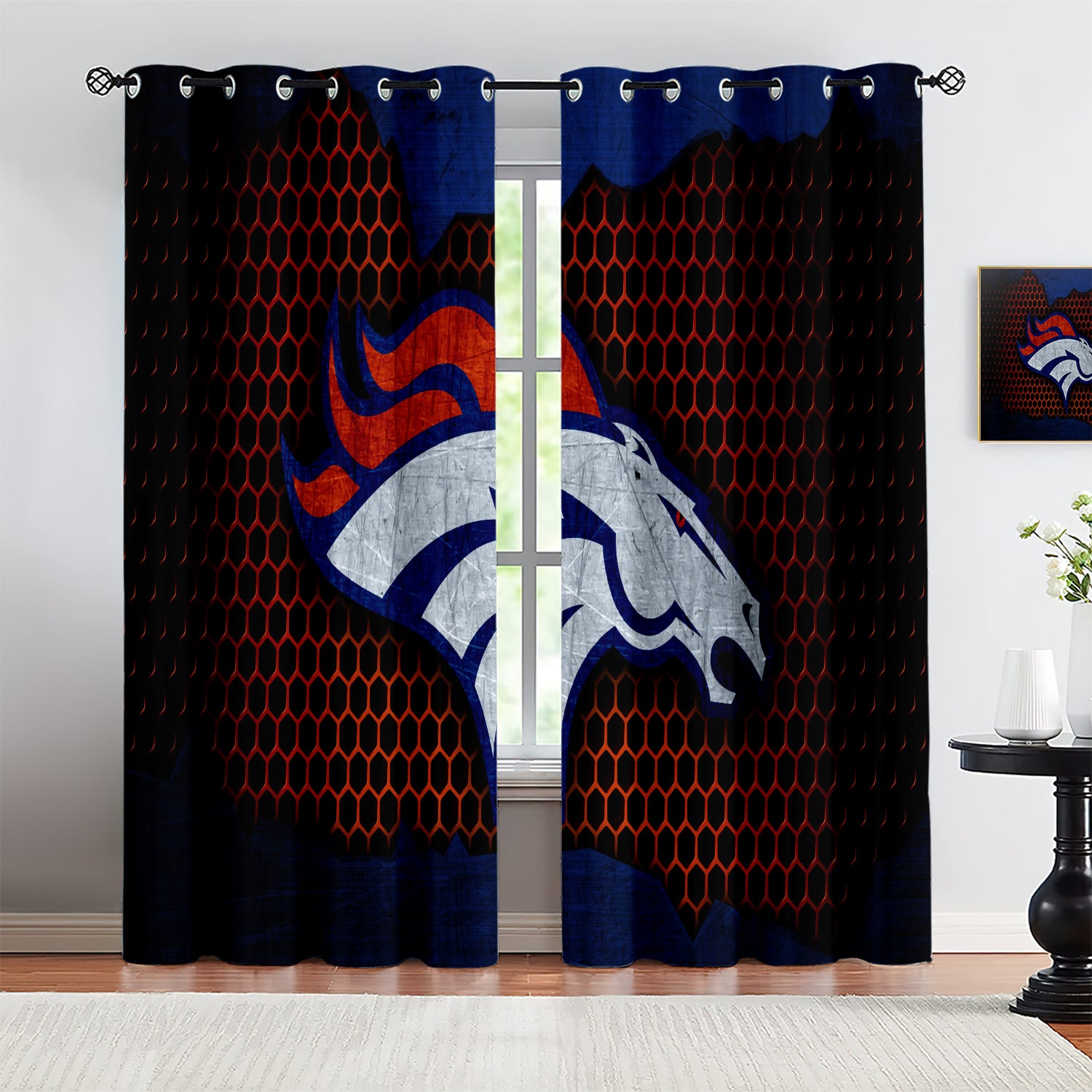 Denver Broncos Blackout Curtains Drapes For Window Treatment Set