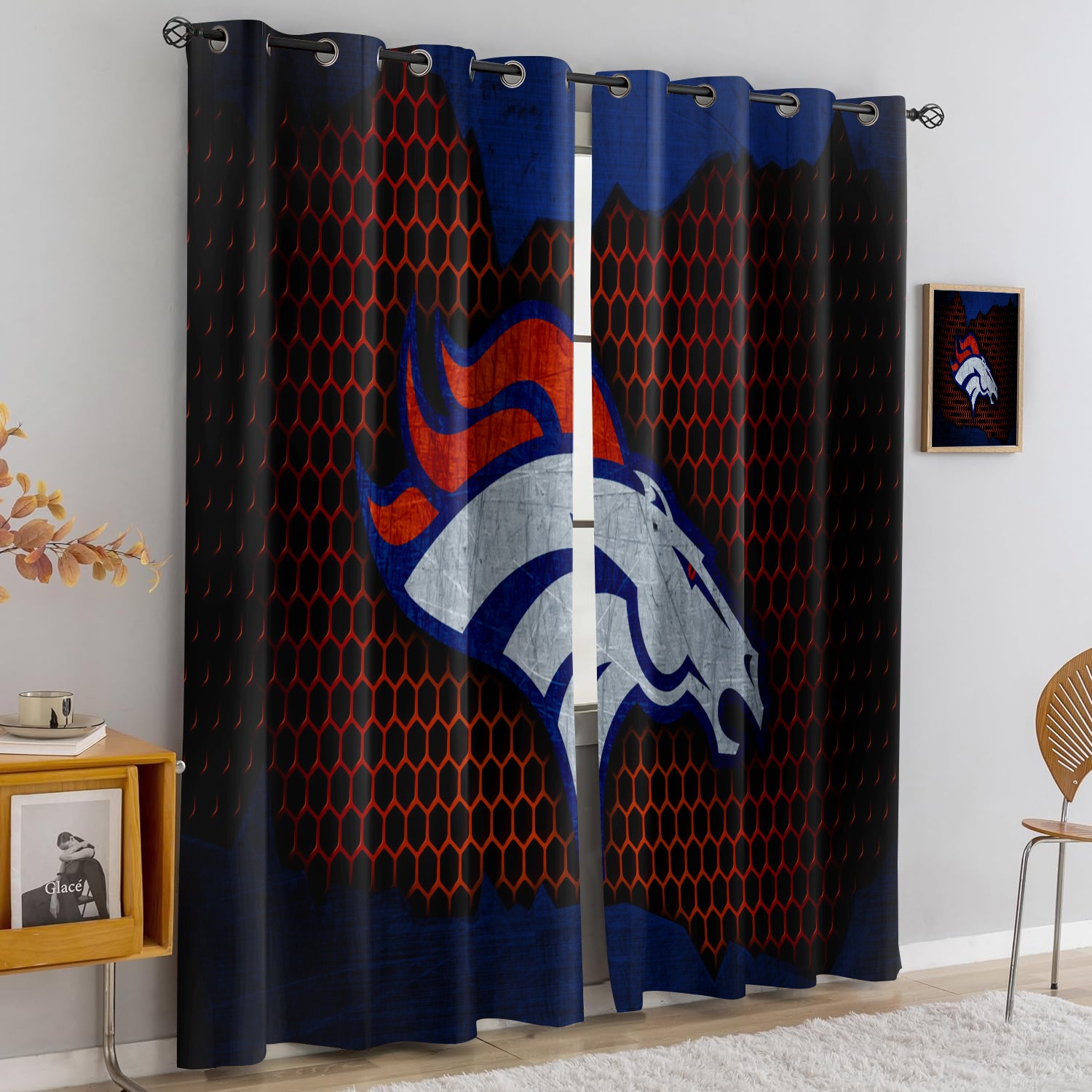Denver Broncos Blackout Curtains Drapes For Window Treatment Set
