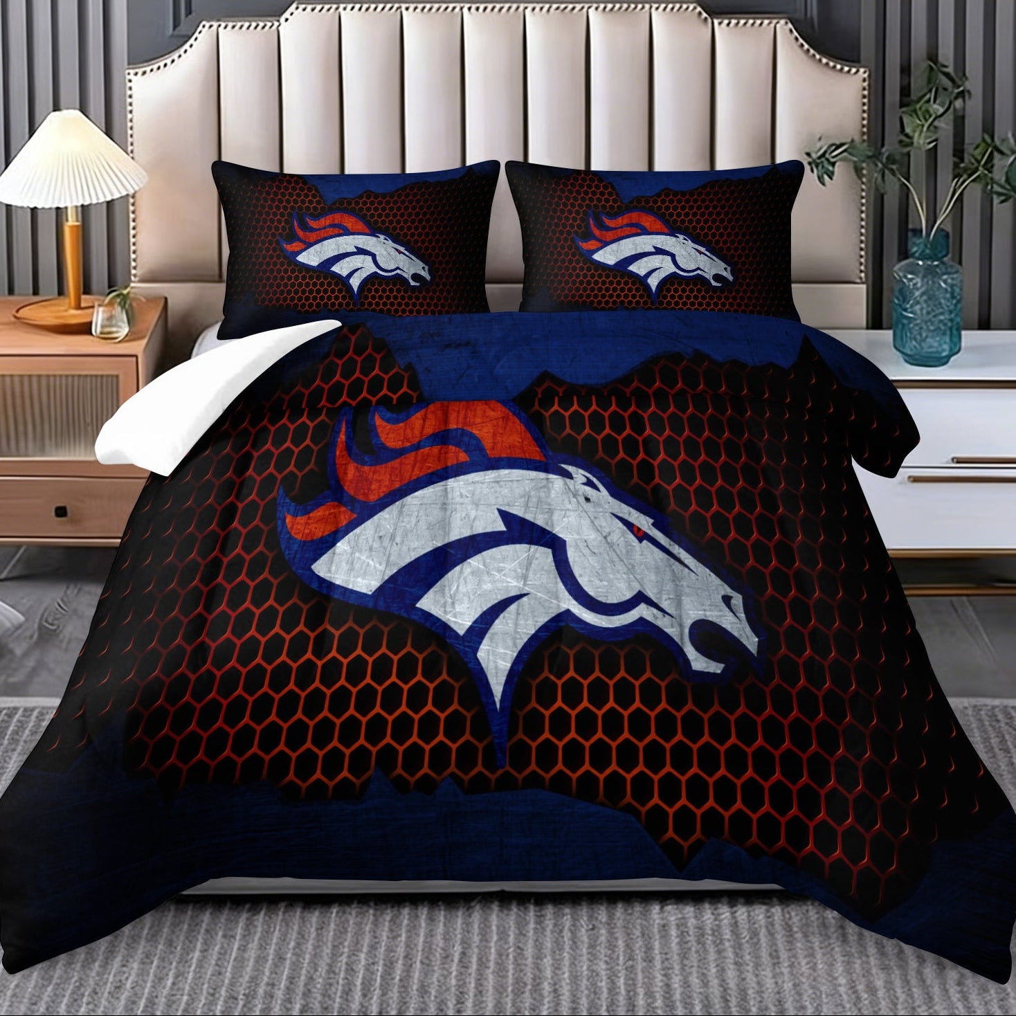 Denver Broncos Comforter Pillowcase Sets Blanket All Season Reversible Quilted Duvet