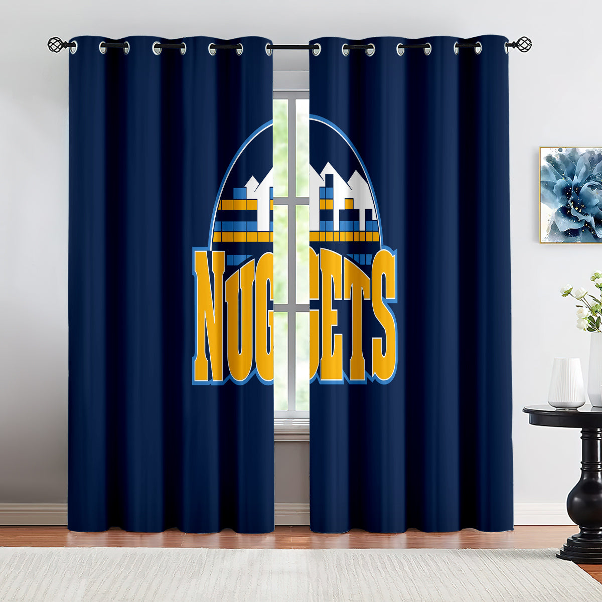 Denver Basketball Nuggets Blackout Curtains Drapes For Window Treatment Set