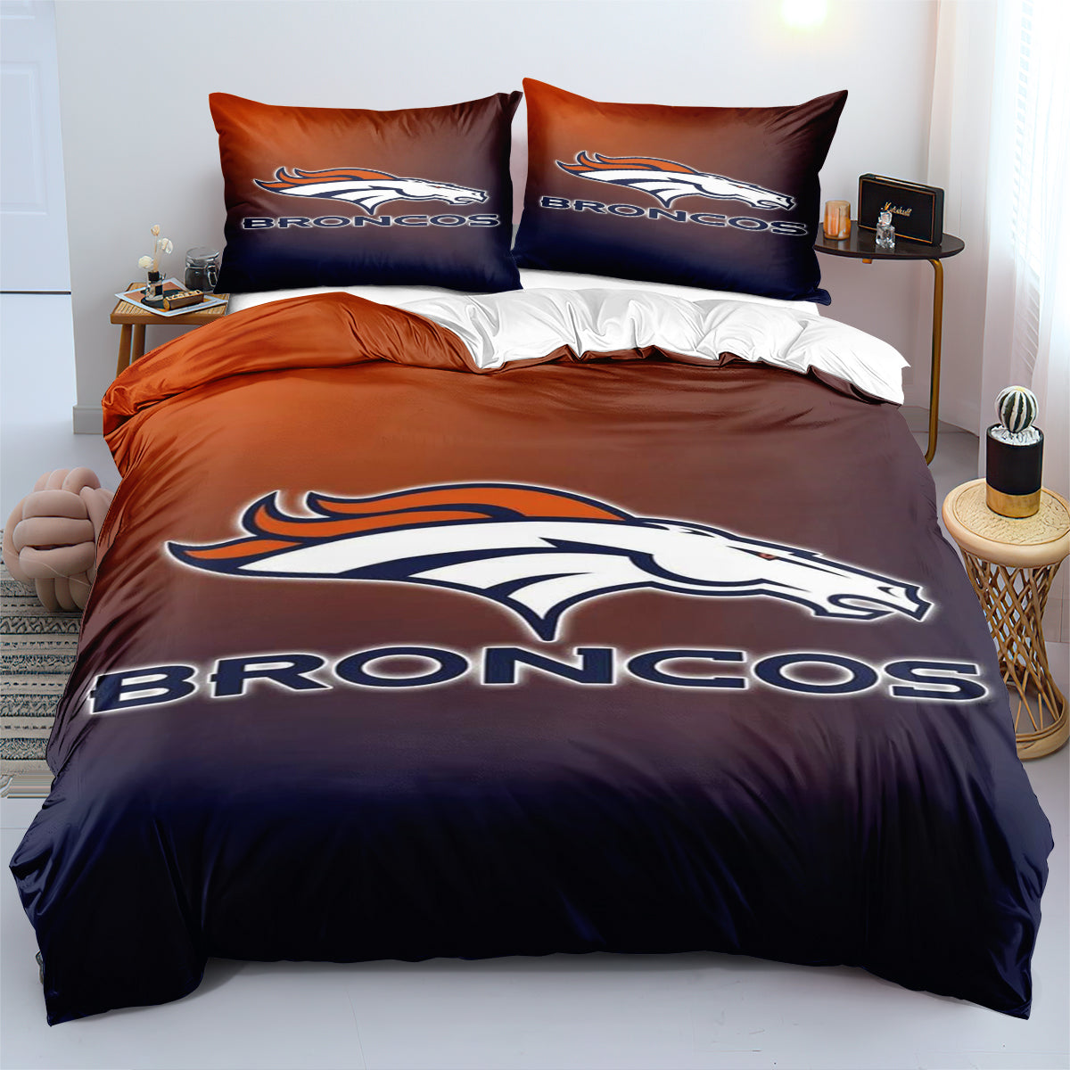 Denver Broncos Football League Duvet Cover Quilt Cover Pillowcase Bedding Set