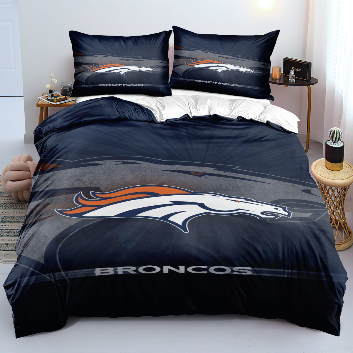 Denver Broncos Football League Duvet Cover Quilt Cover Pillowcase Bedding Set