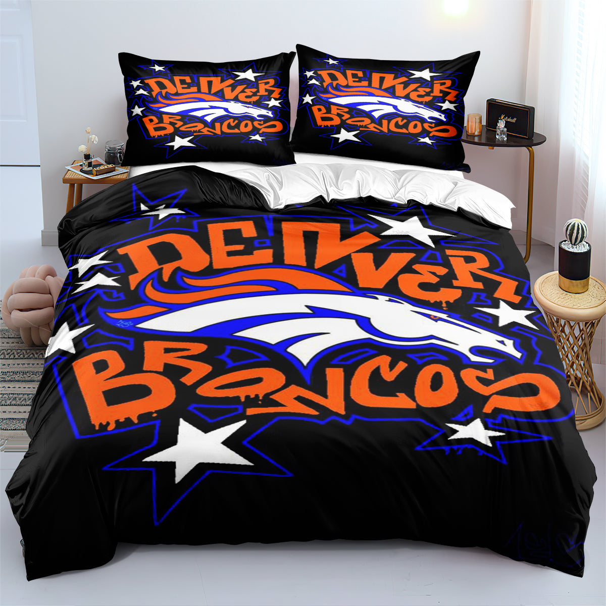 Denver Broncos Football League Duvet Cover Quilt Cover Pillowcase Bedding Set