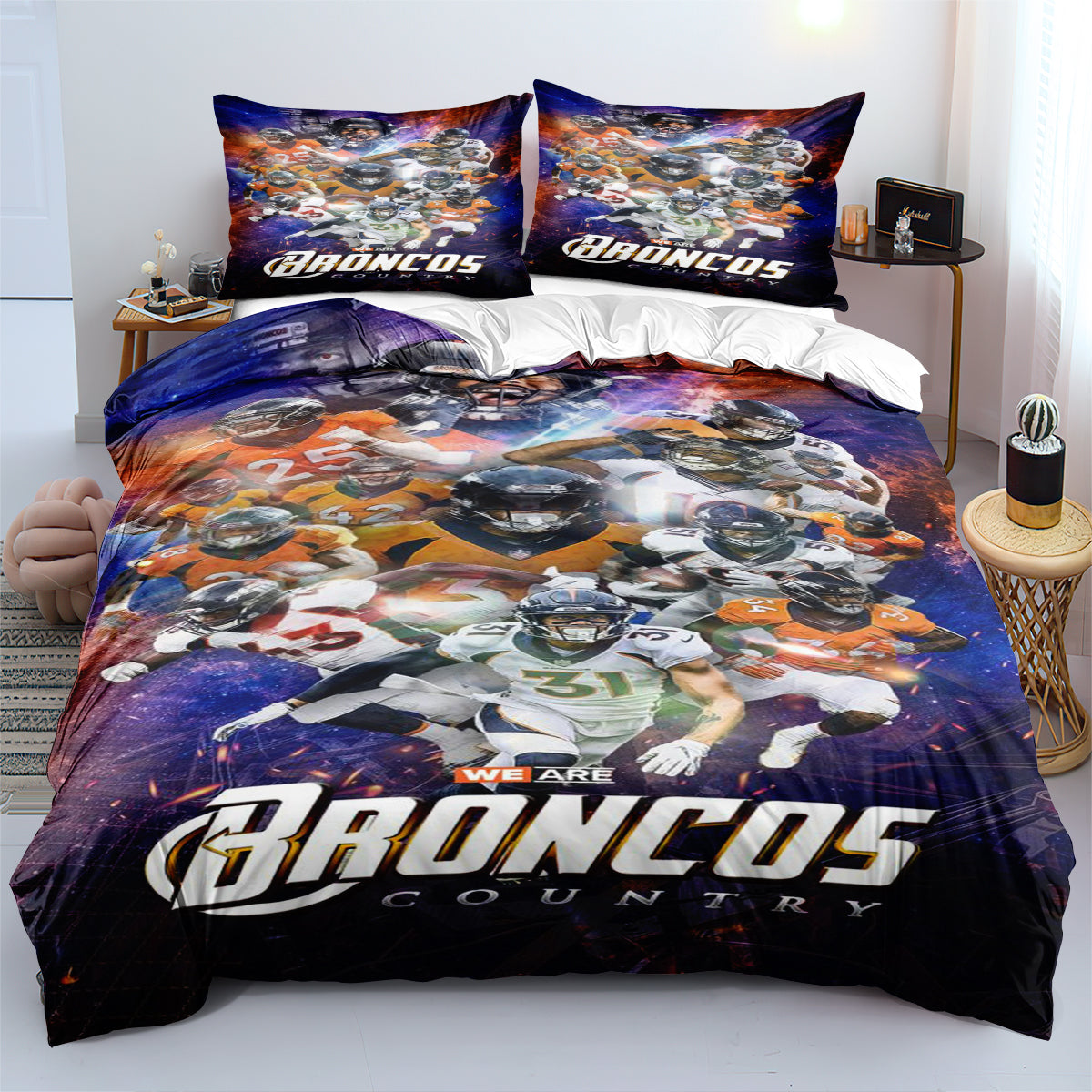 Denver Broncos Football League Duvet Cover Quilt Cover Pillowcase Bedding Set