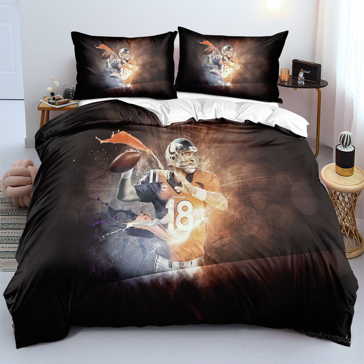 Denver Broncos Football League Duvet Cover Quilt Cover Pillowcase Bedding Set