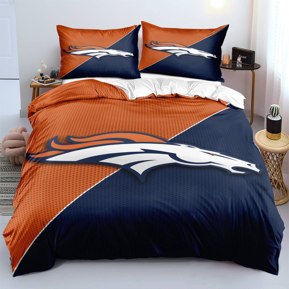 Denver Broncos Football League Duvet Cover Quilt Cover Pillowcase Bedding Set