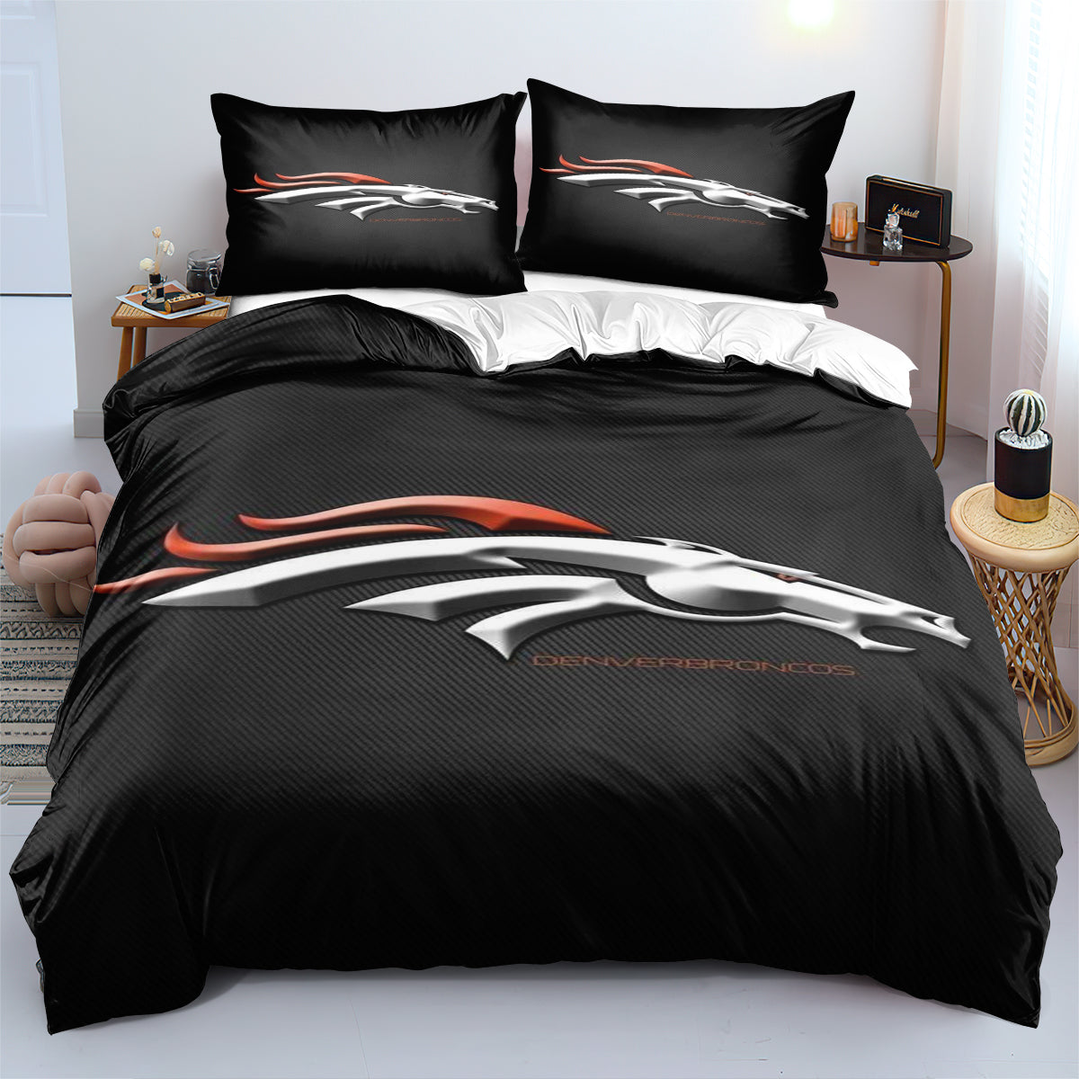 Denver Broncos Football League Duvet Cover Quilt Cover Pillowcase Bedding Set