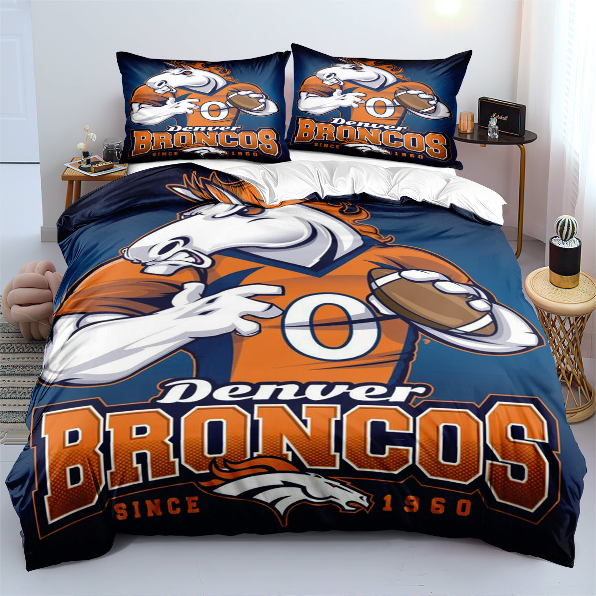 Denver Broncos Football League Duvet Cover Quilt Cover Pillowcase Bedding Set