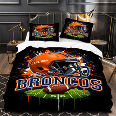 Denver Broncos Footbball Duvet Cover Quilt Case Pillowcase Bedding Set Without Filler