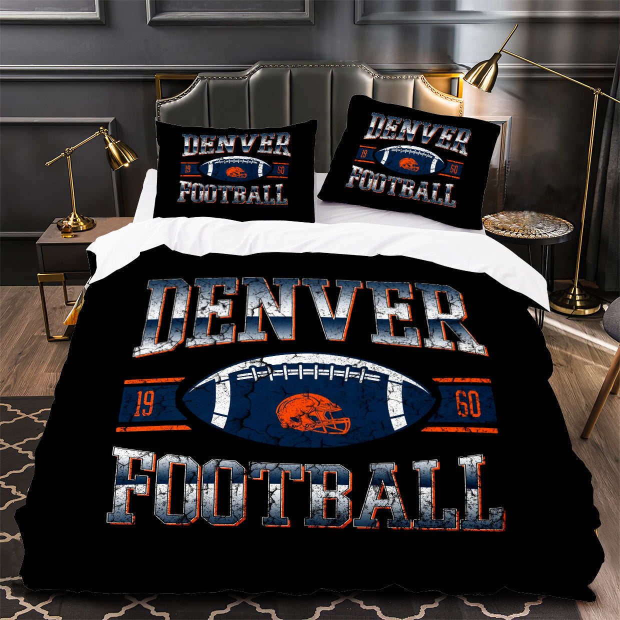 Denver Broncos Footbball Duvet Cover Quilt Case Pillowcase Bedding Set Without Filler