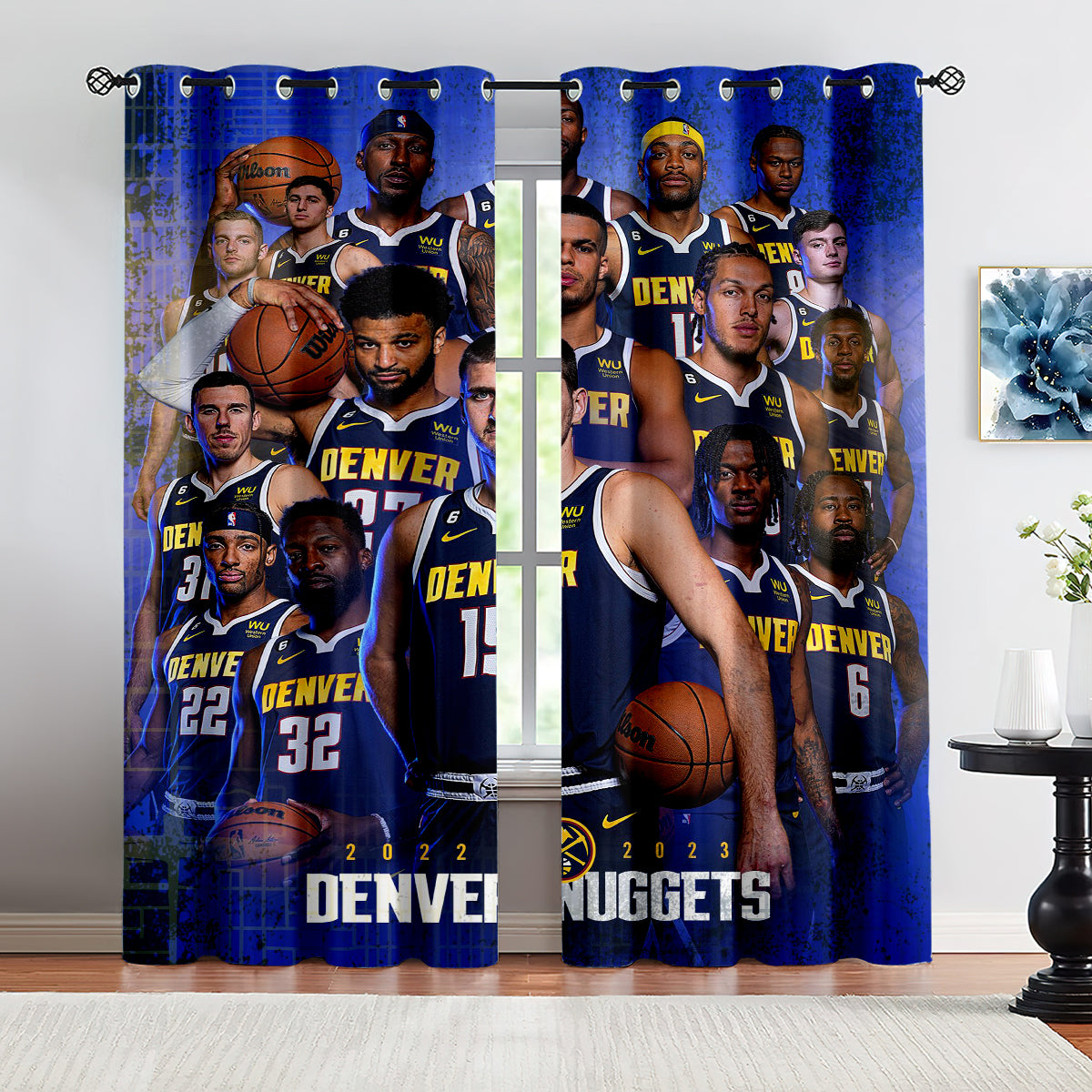 Denver Basketball Nuggets Blackout Curtains Drapes For Window Treatment Set