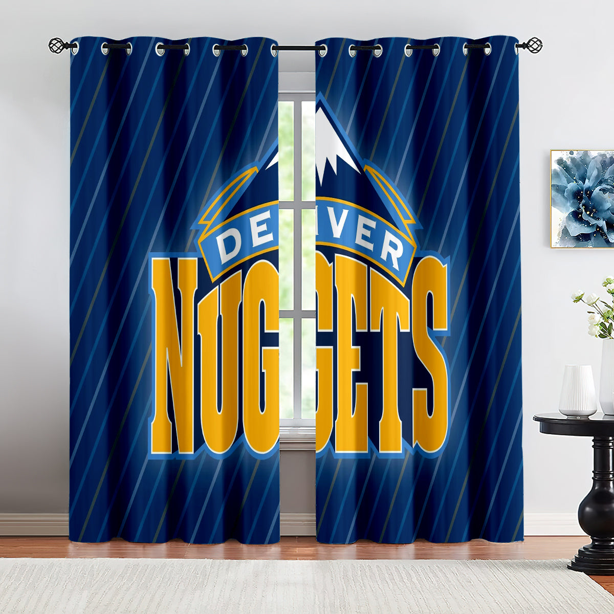 Denver Basketball Nuggets Blackout Curtains Drapes For Window Treatment Set